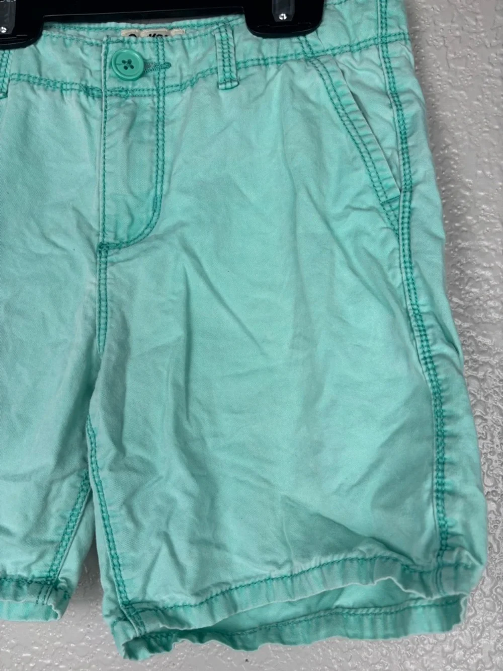 OshKosh B'Gosh Boys Bright Mint Aqua Chino Shorts Size 8 Cotton Coastal Summer